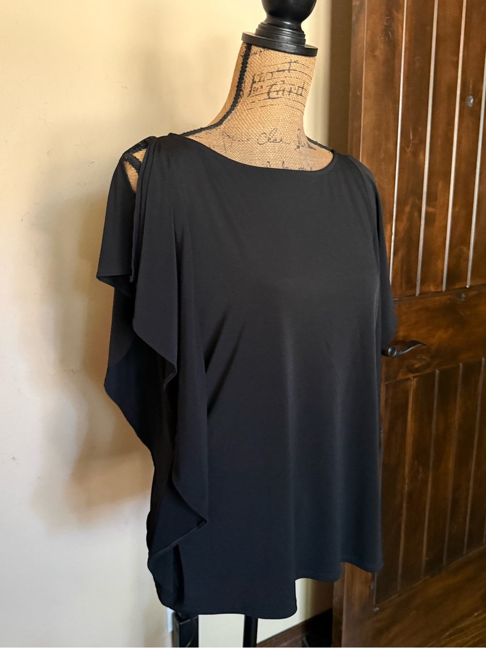 Women's Black Draped Sleeve blouse